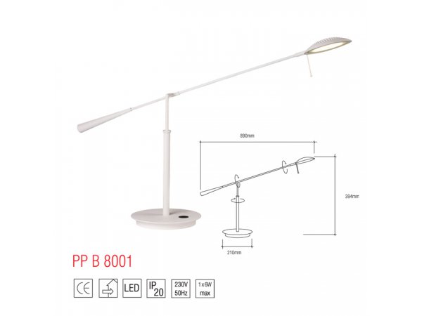 LM B 8001 WH LAMPA BIURKOWA LED 6W = 50W