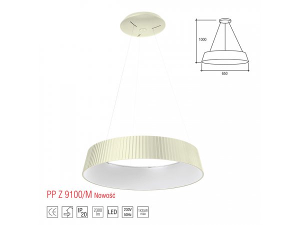LM Z 9100/M LAMPA WISZĄCA LED 35W 2300lm = 180W  -  WYPRZEDAŻ