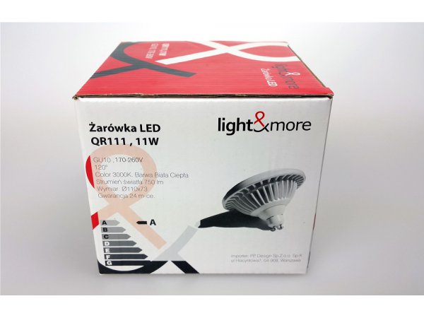 LM Żarówka LED ES111 AR111 QR111 GU10 230V 11W 3000K 750lm = 75W 120 stopni
