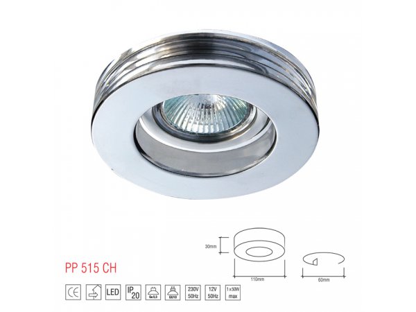 LM 515 CH OPRAWA HALOGENOWA PAR16 MR16 SZKŁO 3 CM